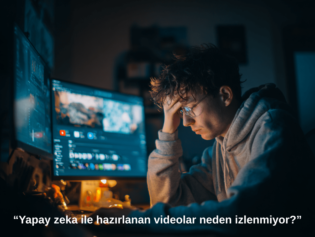 Bilgisayar başında izlenmeyen videosuna bakan üzgün bir YouTuber
